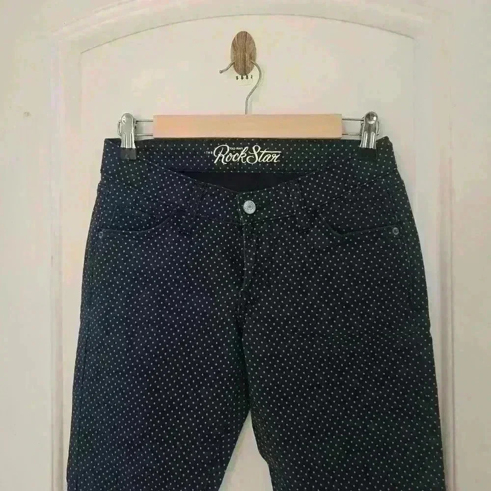 P7426 the rock star old navy blue polka dot skinny size 26in - Picture 2 of 8